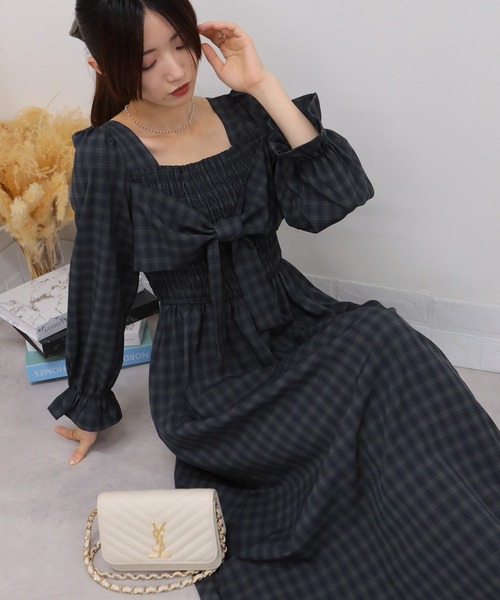 「pumpkin port」 長袖ワンピース M ブラウン レディース_画像2