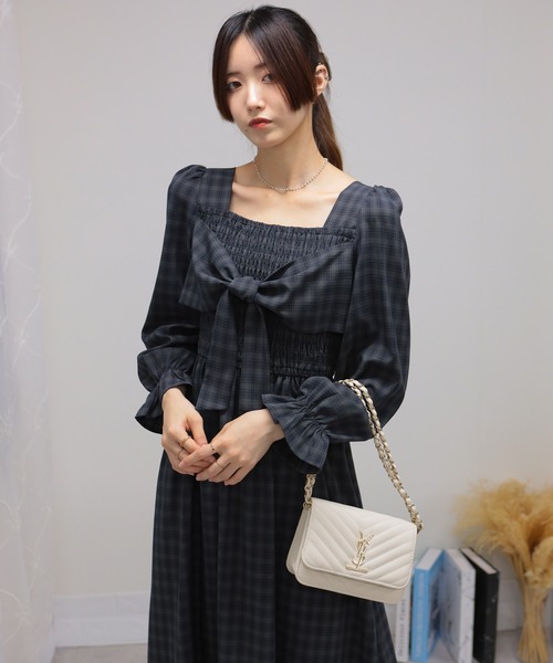 「pumpkin port」 長袖ワンピース M ブラウン レディース_画像4