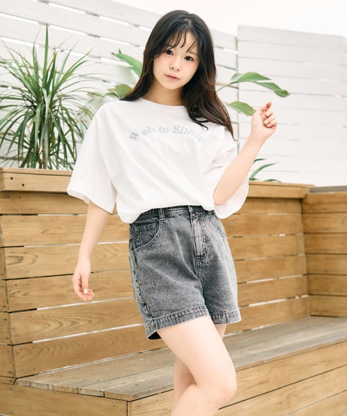 LOVETOXIC パンツ エンボスロゴデニムショートパンツ キッズ 子供服