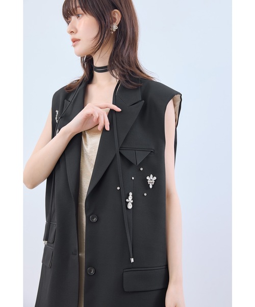 niana（ニアナ） ベスト ジレ ビジューボックスシルエットジレ ベスト