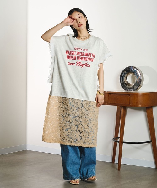 ROSE BUD（ローズバッド） ワンピース 半袖 OKIRAKU×ROSEBUD/LACE
