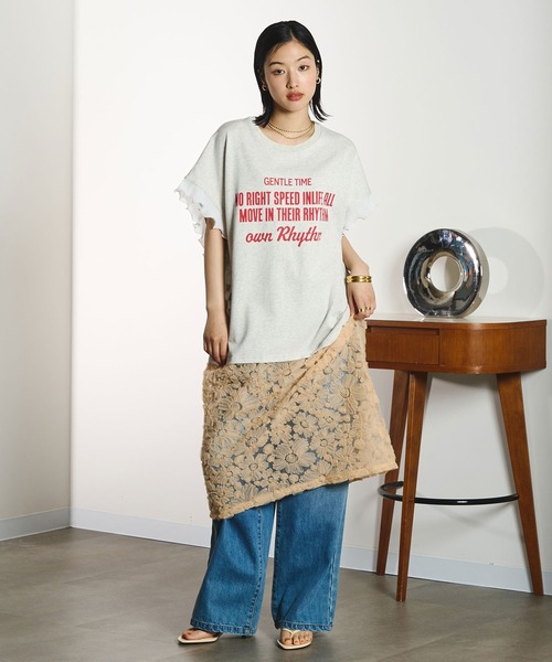 OKIRAKU（オキラク） ワンピース 半袖 OKIRAKU×ROSEBUD/LACE SKIRT