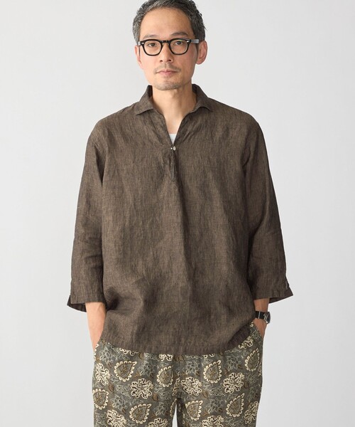 SHIPS（シップス） 七分袖 シャツ SHIPS: HERDMANS リネン 7スリーブ