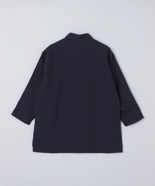SHIPS Herdmans リネン100% カプリシャツ 七分袖 M ネイビー SHIPS（シップス） 七分袖 シャツ SHIPS: HERDMANS リネン 7スリーブ