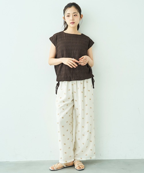 mil（ミル） パンツ 花柄刺繍 シアー リラックスパンツ / セットアップ