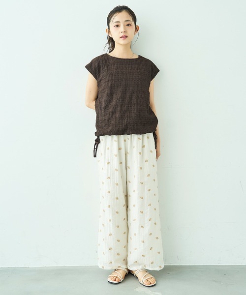 mil（ミル） パンツ 花柄刺繍 シアー リラックスパンツ / セットアップ