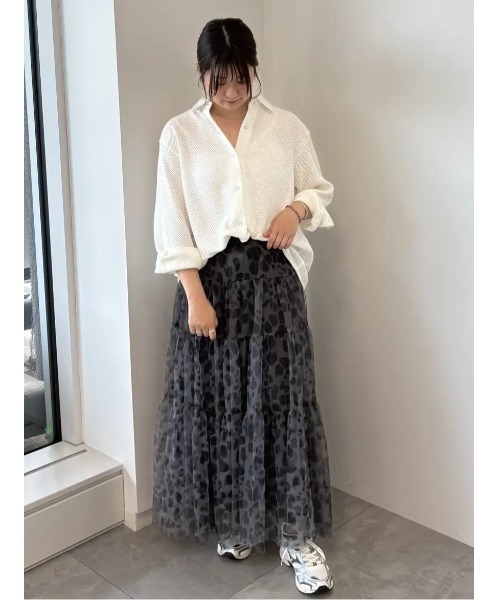 再値下げ！試着のみ！GUCCI＊シルク100% レオパード柄スカート Te chichi（テチチ） ロング スカート レオパード柄チュールスカート