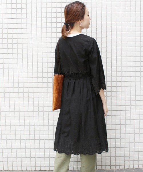 SLOBE IENA（スローブイエナ） ワンピース エンブロイダリーレース7分