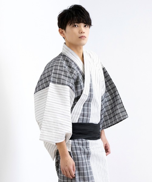 浴衣のみに変更 KYOETSU 浴衣 切替浴衣4点セット メンズ : ZOZOTOWN Yahoo!店
