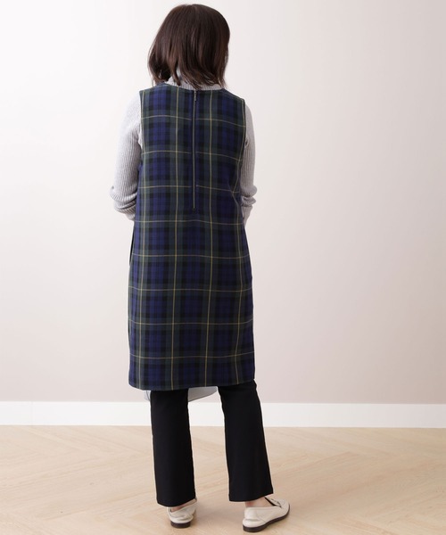 BELLUNA PLUS（ベルーナプラス） ジャンパースカート チェック柄ボタン