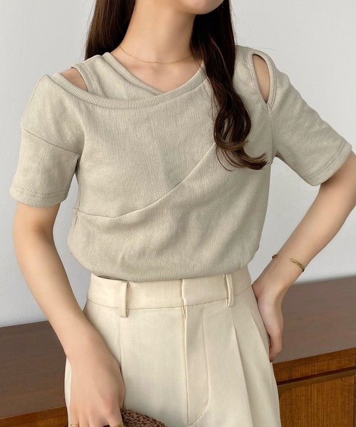 CHECK DRAPE NECK トップス レディース JANJAM 肩幅錯覚チュニック 大きいサイズ レディース メール便