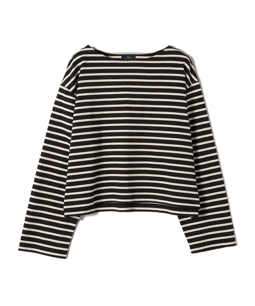 tシャツ SHIPS Primary Navy Label:「洗濯機可能」ボリューム ワイド ボーダー プルオーバー レディース
