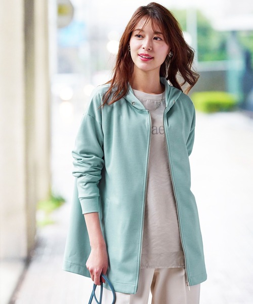 BELLUNA PLUS（ベルーナプラス） パーカー フードデザインとろみ素材