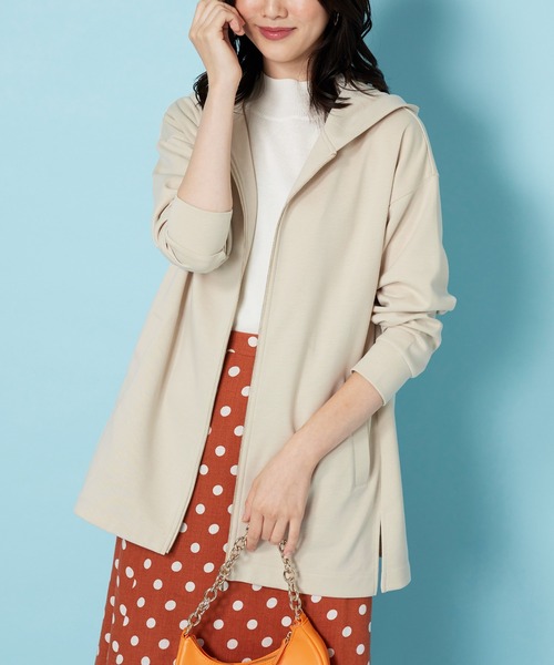 BELLUNA PLUS（ベルーナプラス） パーカー フードデザインとろみ素材