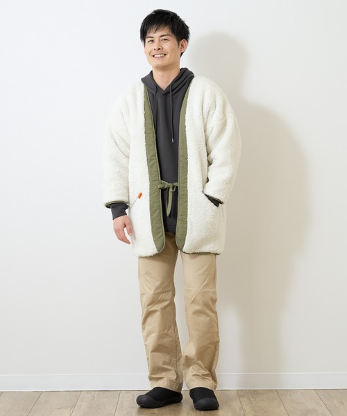 SOUBIEN（創美苑） コート アウター 半纏 モスグリーン 裏ボア