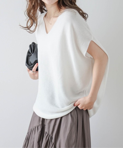 ☆新品☆Theory luxe サテンバック　Vネックニット　コクーンニット ☆新品☆Theory luxe サテンバック Vネックニット コクーンニット