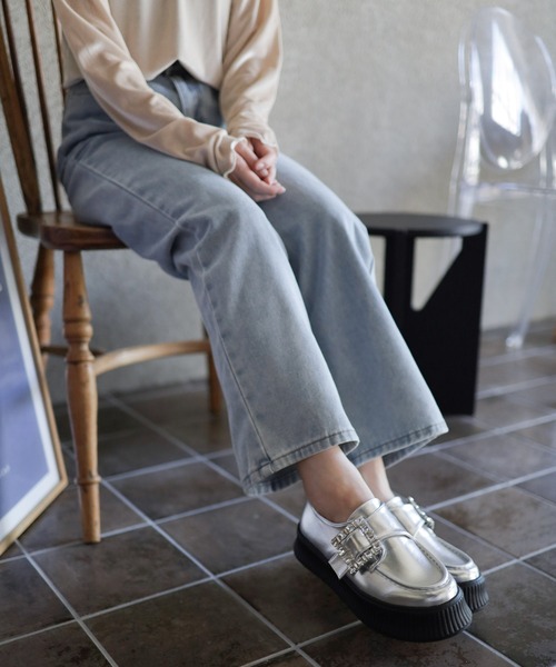 SESTO（セスト） ローファー ビジューモチーフ厚底スリッポン