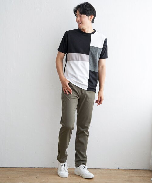 ikka（イッカ） tシャツ ブロックスグレンチェック切り替えTシャツ