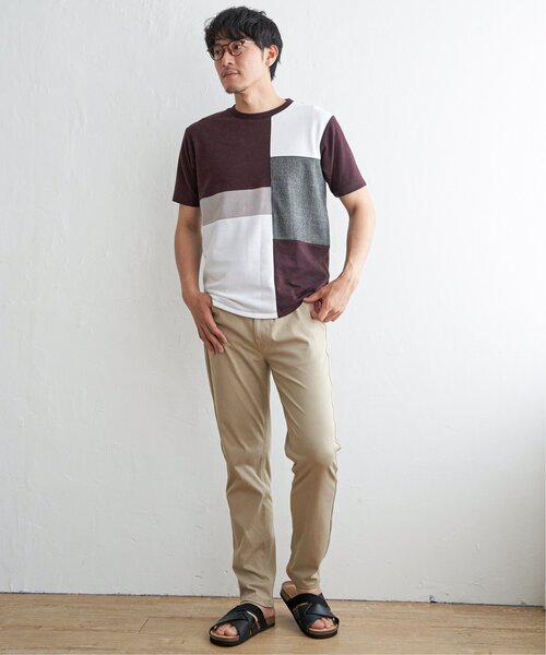 【タカ】纏めて購入3点商品 ikka tシャツ ブロックスグレンチェック切り替えTシャツ メンズ