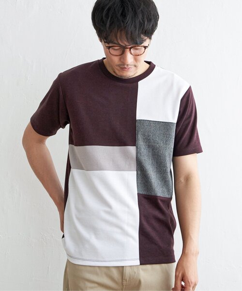 ikka（イッカ） tシャツ ブロックスグレンチェック切り替えTシャツ