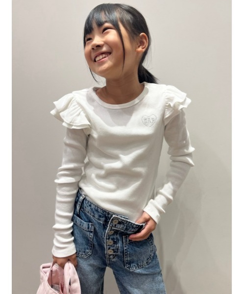 GAP tシャツ リブ ラッフルフリルトップス (キッズ) キッズ 子供服 