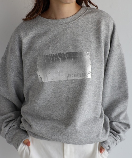 ENC トレーナー スウェット foil print big sweat / オーバーサイズ箔