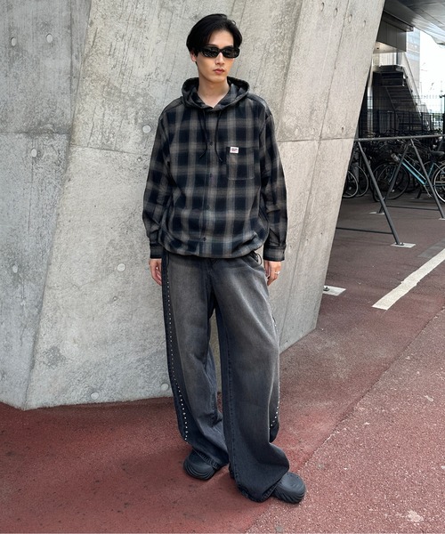 y's グレー 半袖ボタン付きフードシャツ 3CA1DF4C-2CC1-4E03-AC9A-