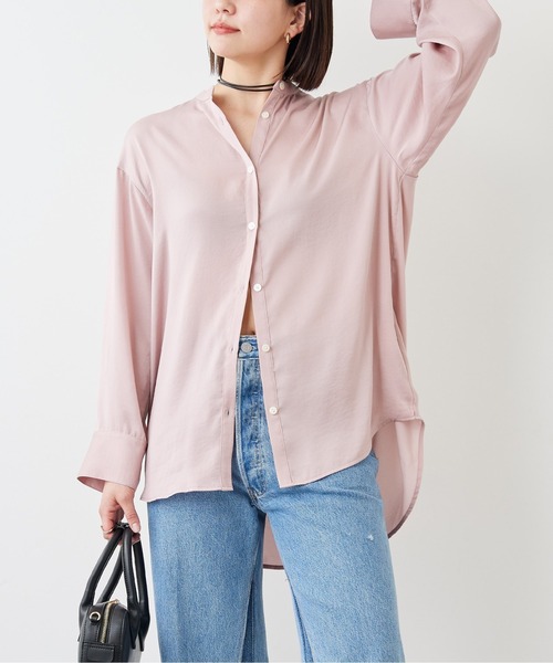 ブラウス シャツ ノーカラーサテンシャツ「ZOZOTOWN限定商品」 レディース