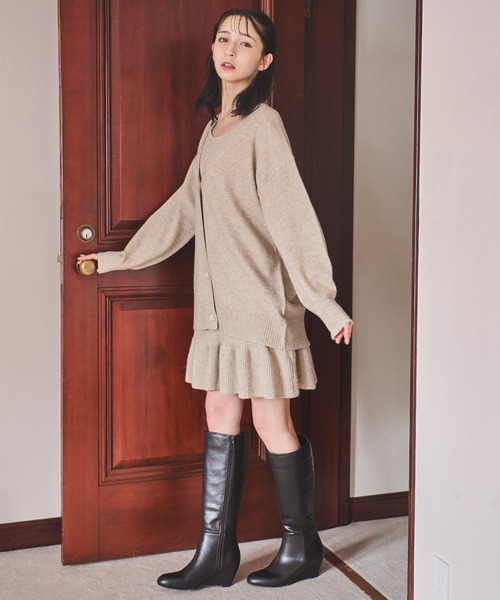 31 Sons de mode ミニワンピース 長袖 新品未使用　タグ付き 31 Sons de mode ワンピース ロングカーデセットミニワンピース