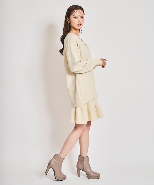【関税込み】WYNN HAMLYN バーガンディ Laundry ミニワンピース 31 Sons de mode ワンピース ロングカーデセットミニワンピース