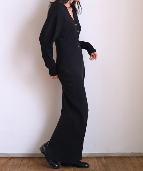 AKTE（アクテ） ワンピース ドルマンスリーブヘンリーネックニット