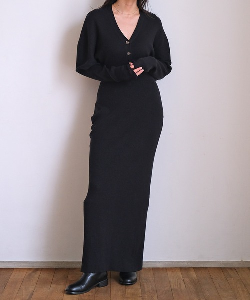 AKTE（アクテ） ワンピース ドルマンスリーブヘンリーネックニット