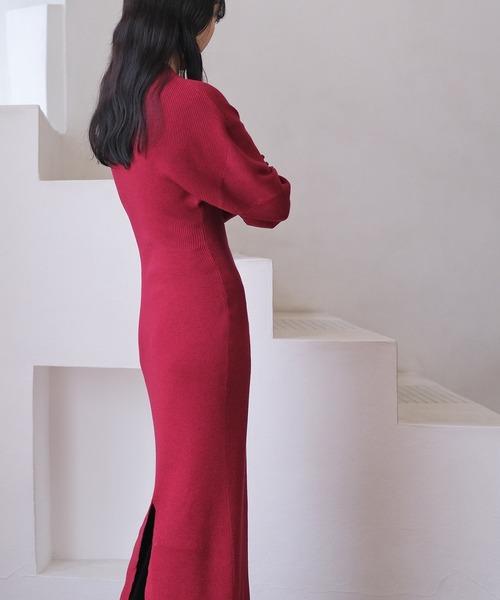 AKTE（アクテ） ワンピース ドルマンスリーブヘンリーネックニット