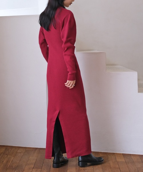 AKTE（アクテ） ワンピース ドルマンスリーブヘンリーネックニット