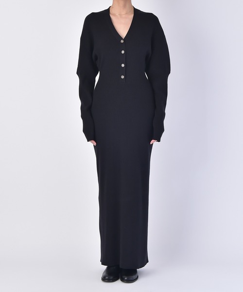 AKTE（アクテ） ワンピース ドルマンスリーブヘンリーネックニット