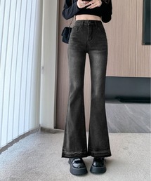 nomaintenanceブラック ブーツカットデニム 28 ジーンズ デニム デニムパンツ ストレッチ カットオフ ブーツカット