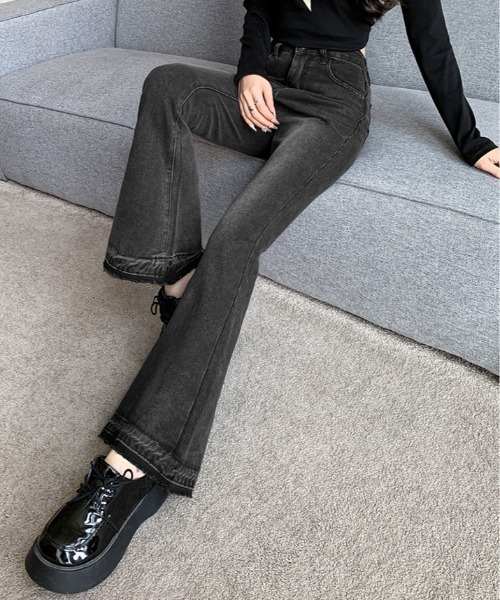 ジーンズ デニム デニムパンツ ストレッチ カットオフ ブーツカット