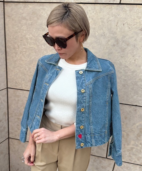 JENNEハート刺繍デニムジャケット コート アウター JENNEハート刺繍デニムジャケット レディース