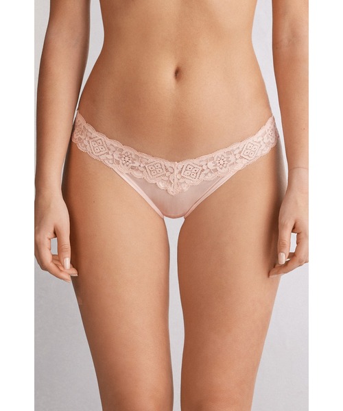 Intimissimi ベージュ レース装飾 ブラジャーショーツセット Intimissimi ショーツ レース&マイクロファイバー エイティーズ