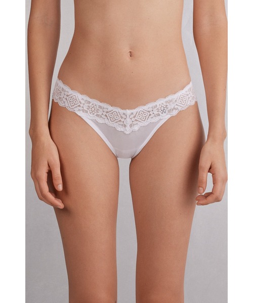 Intimissimi ベージュ レース装飾 ブラジャーショーツセット Intimissimi ショーツ レース＆マイクロファイバー エイティーズ