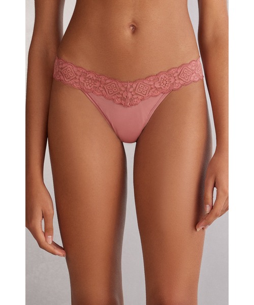 Intimissimi ベージュ レース装飾 ブラジャーショーツセット Intimissimi ショーツ レース＆マイクロファイバー エイティーズ