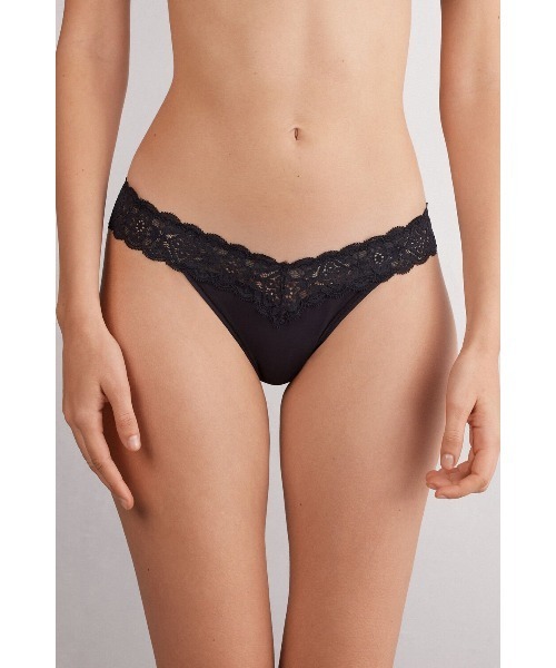 【 】ウエスト ロゴ レース ブラジリアン ショーツ♪ Intimissimi ショーツ レース&マイクロファイバー エイティーズ