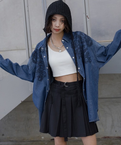 PAGEBOY ブラウス シャツ シシュウデニムシャツ レディース