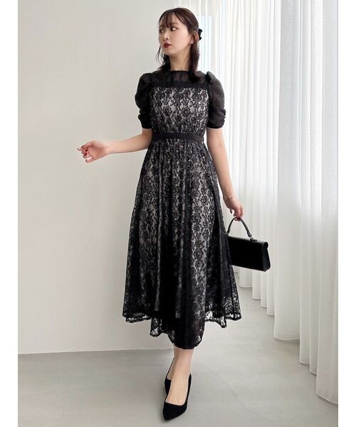 dazzlin チュールレースベアコンビドレス ワンピース 結婚式 dazzlin ドレス チュールレースベアコンビドレス : ZOZOTOWN