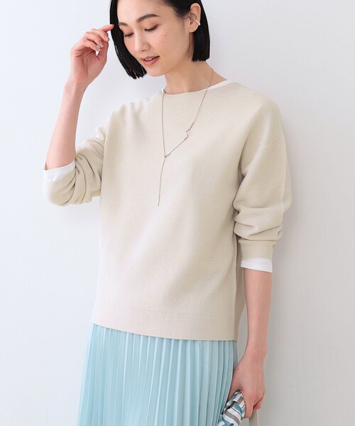 INDIVI ニット セーター 「洗える／無縫製／6色展開」袖フォルム