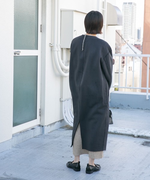 「KBF」 ノーカラーコート ONE ブラック レディース_画像7
