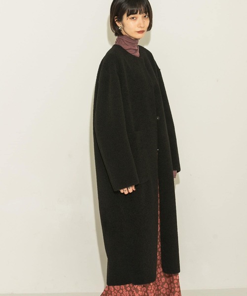 「KBF」 ノーカラーコート ONE ブラック レディース_画像8