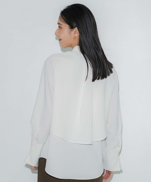 入荷now 安全 PUBLIC TOKYO ブラウス シャツ クラスバンドカラーシャツ トップス