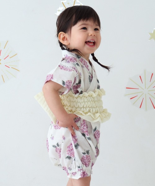 浴衣　甚平　ロンパース　100　80　お揃い　女の子 PUPPAPUPO 浴衣 甚平 ロンパース 女の子 キッズ 子供 : ZOZOTOWN