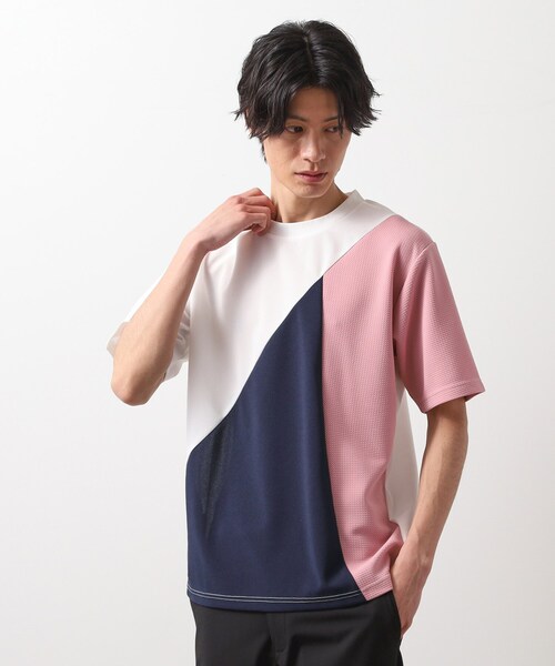 新品 半袖Tシャツ 異素材 90 THE SHOP TK tシャツ アムンゼン異素材切替半袖Tシャツ メンズ